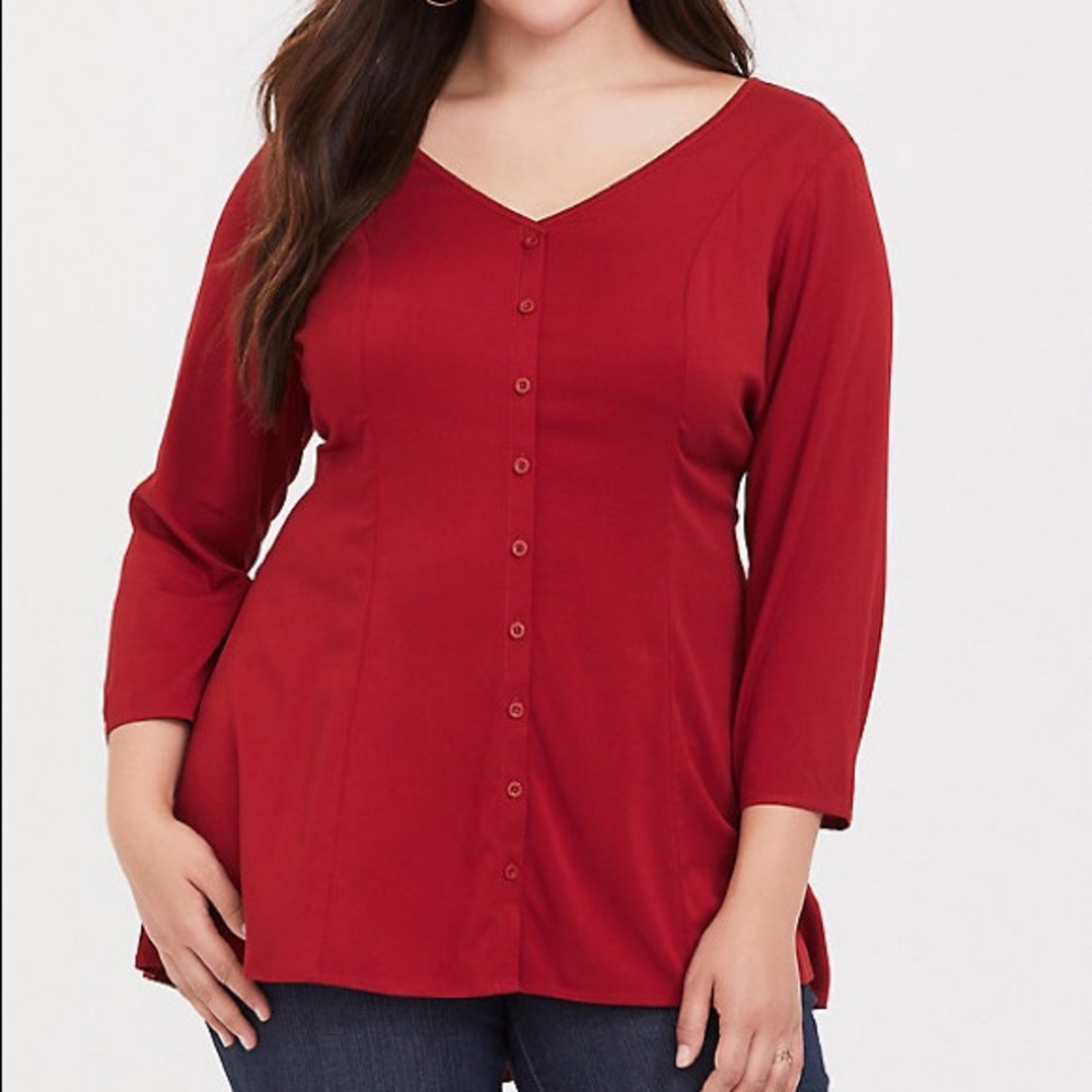 TORRID SCARLET RED TIE BACK TUNIC BLOUSE sz 3x